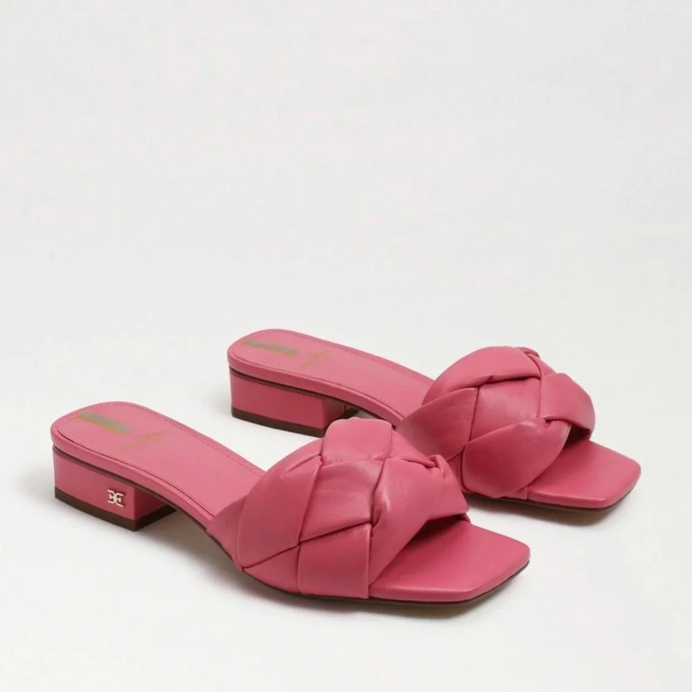 NIB Sam Edelman Dawson Slide Sandal in Carmine Rose - Picture 3 of 9